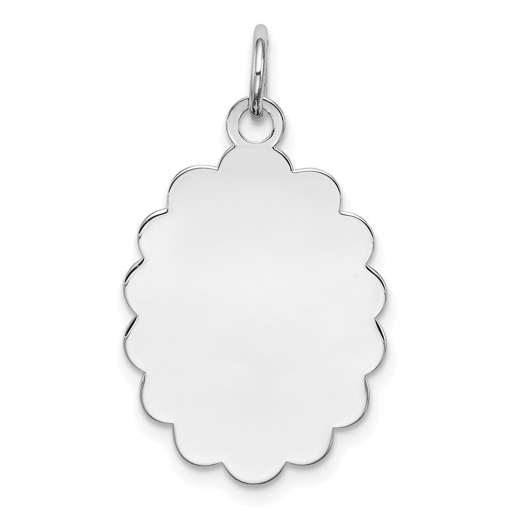 Sterling Silver Rh-plt Engraveable Polished Front/Satin Back Disc Charm, 27 x 16 mm, 1.48 g