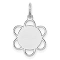 Sterling Silver Rhodium-plated Engraveable Disc Charm, 20 x 13 mm