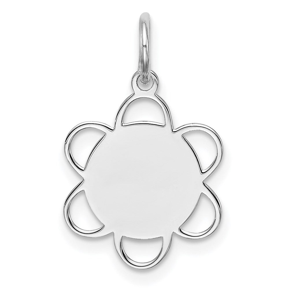 Sterling Silver Rhodium-plated Engraveable Disc Charm, 20 x 13 mm