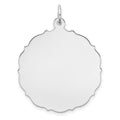 Sterling Silver Rh-plt Engraveable Polished Front/Satin Back Disc Charm, 32 x 26 mm, 2.27 g