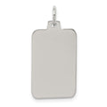 Sterling Silver Rhod.-plated Eng. Rect. Polish Front/Satin Back Disc Charm, 27 x 12 mm, 2.82 g