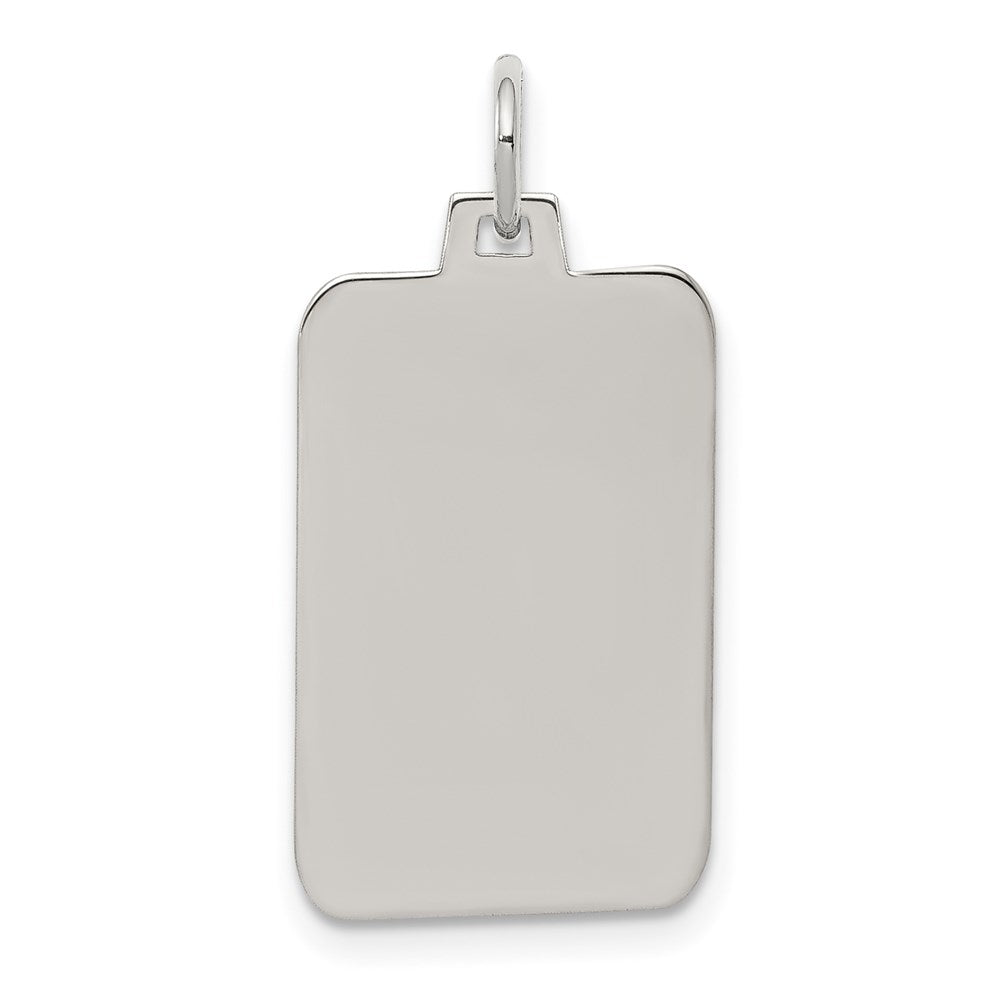 Sterling Silver Rhod.-plated Eng. Rect. Polish Front/Satin Back Disc Charm, 27 x 12 mm, 2.82 g