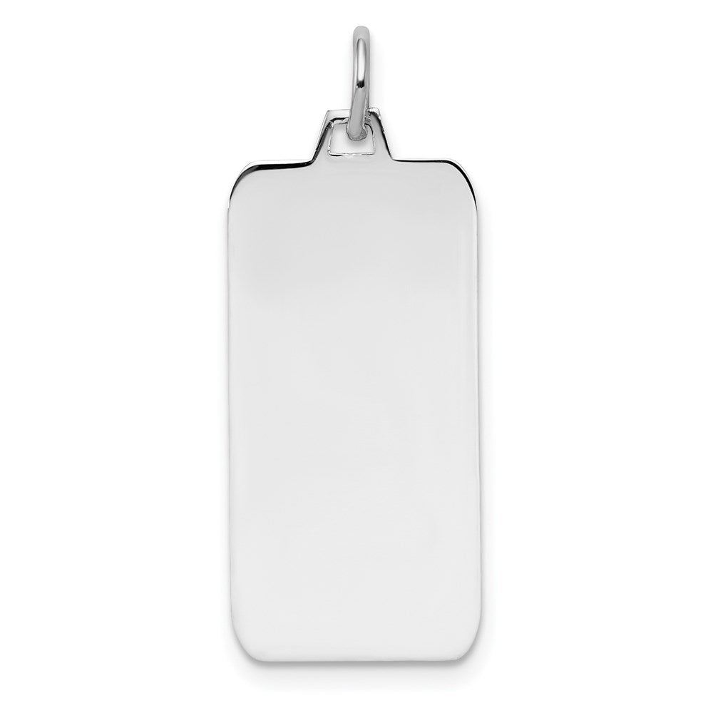 Sterling Silver Rhod-plate Eng. Rect. Polish Front/Satin Back Disc Charm, 38 x 14 mm, 3.54 g