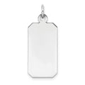 SSilver Rh-plt Engravable Rectangle Polished Front/Satin Back Disc Charm, 28 x 11 mm, 2.12 g