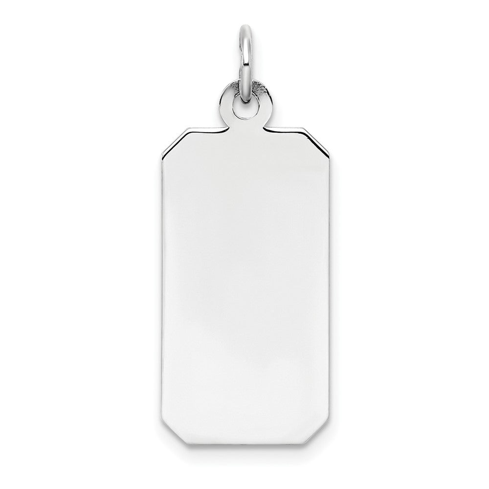 SSilver Rh-plt Engravable Rectangle Polished Front/Satin Back Disc Charm, 28 x 11 mm, 2.12 g