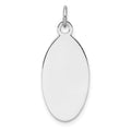 Sterl Silver Rh-plt Engraveable Oval Polished Front/Satin Back Disc Charm, 29 x 12 mm, 1.49 g