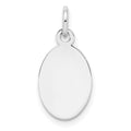 Sterl Silver Rh-plt Engraveable Oval Polished Front/Satin Back Disc Charm, 19 x 10 mm, 0.52 g