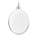 Sterling Silver Rhod-plate Eng. Oval Polish Front/Satin Back Disc Charm, 26 x 17 mm, 3 g