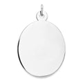Sterling Silver Rhod-plate Eng. Oval Polish Front/Satin Back Disc Charm, 31 x 22 mm, 5.41 g