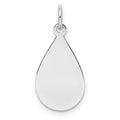 SSilver Rh-plt Engravable Teardrop Polished Front/Satin Back Disc Charm, 25 x 12 mm, 0.96 g