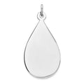 SSilver Rh-plt Engravable Teardrop Polished Front/Satin Back Disc Charm, 32 x 17 mm, 1.94 g