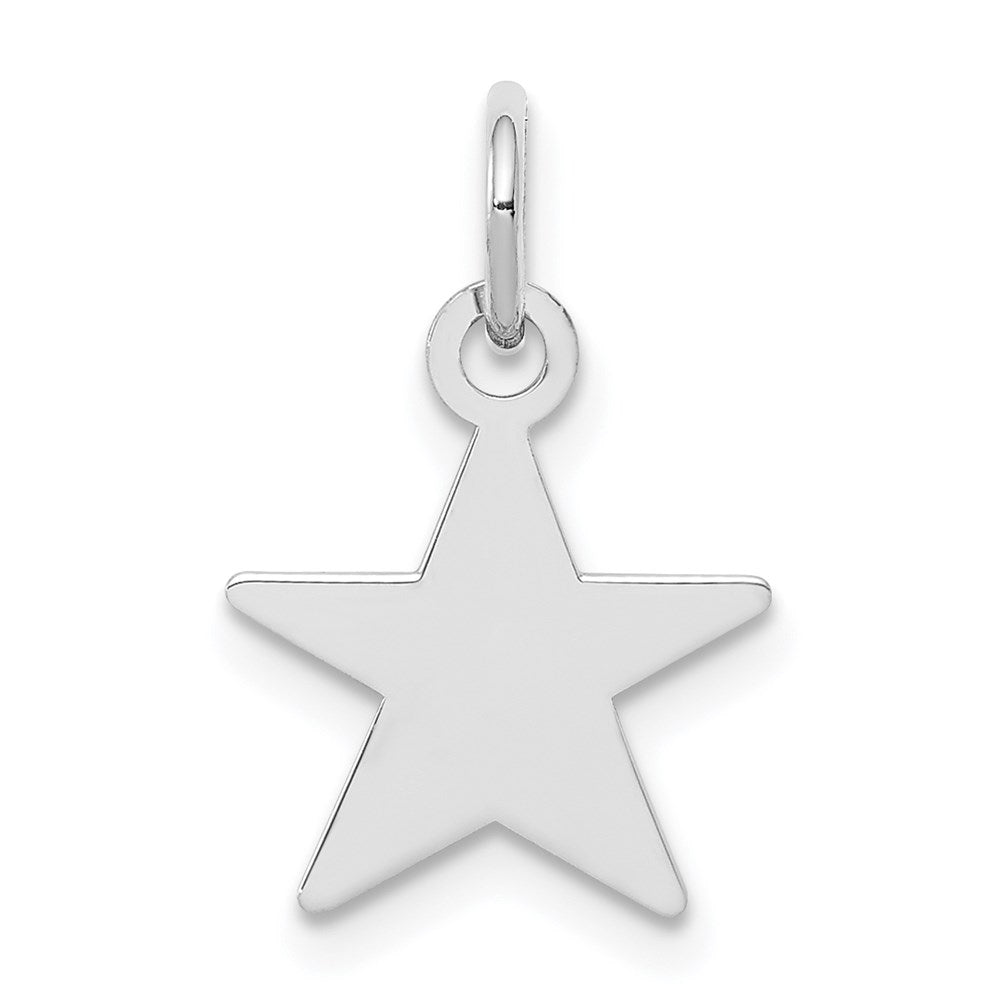 Sterling Silver Rhodium-plated Engraveable Star Disc Charm, 17 x 11 mm, 0.3 g