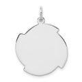 Sterling Silver Rhodium-plated Engraveable Disc Charm, 25 x 19 mm, 2.05 g