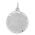SS Rh-plt Engraveable Round Patterned Polished Front/Satin Back Disc, 25 x 19 mm