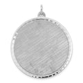 SS Rh-plt Engraveable Round Patterned Polished Front/Satin Back Disc, 38 x 31 mm