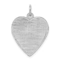 SS Rh-plt Engraveable Heart Patterned Polished Front/Satin Back Disc, 25 x 18 mm