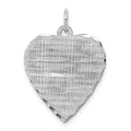SS Rh-plt Engraveable Heart Patterned Polished Front/Satin Back Disc, 26 x 19 mm