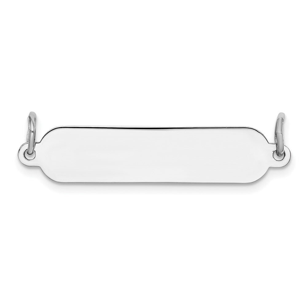 Sterling Silver Rh-plt Engravable Polished Front/Satin Back Plate, 8 x 34 mm