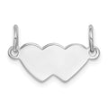 SS Rh-plt Engraveable Double Heart Polished Front/Satin Back Plate, 11 x 20 mm