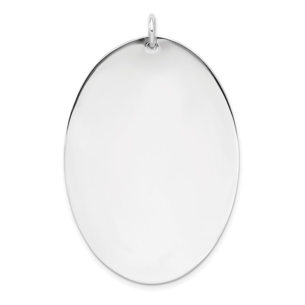 SSilver Rh-plt Engravable Oval Polished Front/Satin Back Disc Charm, 48 x 33 mm, 8.72 g