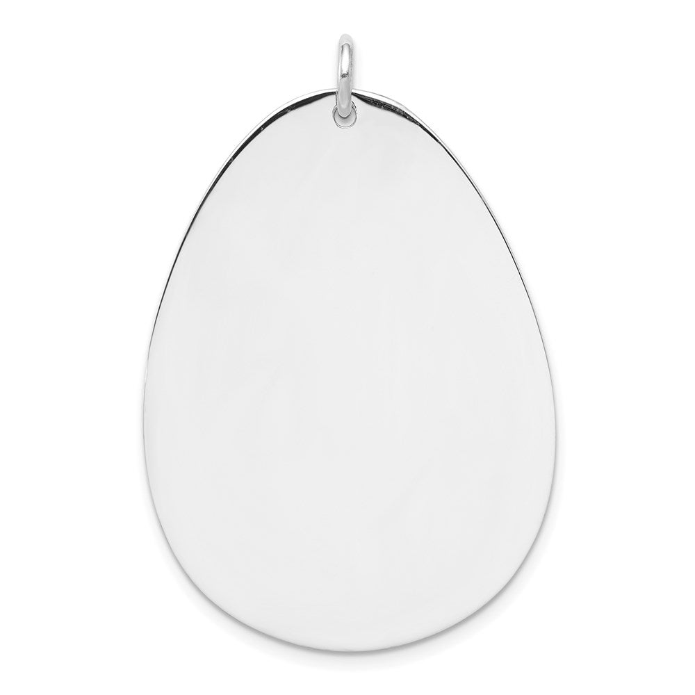 Sterling Silver Rh-plt Engravable Polished Front/Satin Back Disc Charm, 44 x 29 mm