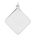 Sterling Silver Rh-plt Engravable Polished Front/Satin Back Disc Charm, 44 x 36 mm