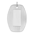 Sterling Silver Rhodium-plated Engraveable Polished & Striped Front/Satin Back Disc Charm, 41 x 27 mm