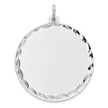 Sterling Silver Rhod-plated Eng. Rnd Polish Front/Satin Back Disc Charm, 32 x 26 mm, 3.18 g