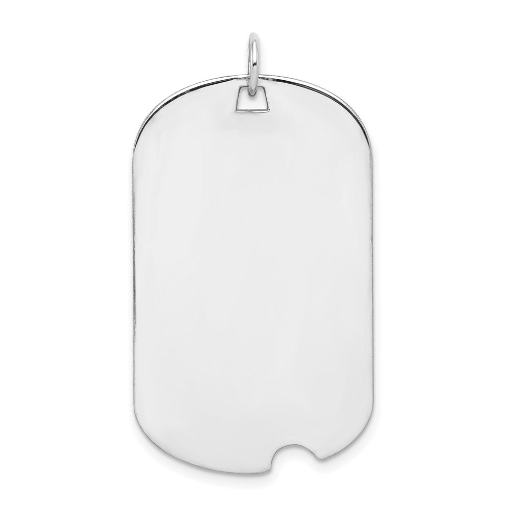 Sterling Silver Rhodium-plated Engravable Dog Tag Disc Charm, 44 x 21 mm, 4.51 g