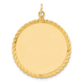 Sterling Silver GP Engraveable Round with Rope Polished Disc, 39 x 28 mm