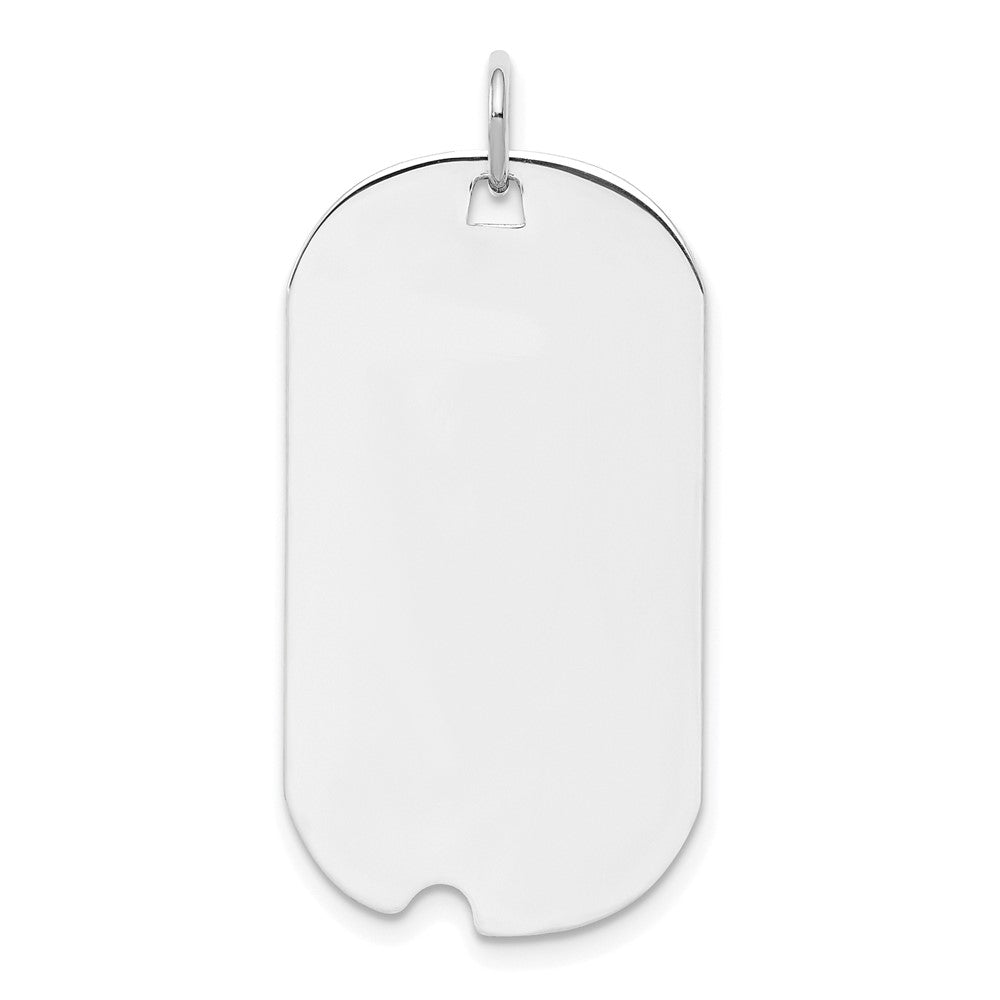 Sterling Silver Rhod.-plate Eng. Dog Tag Polished Front/Satin Back Disc Cha, 33 x 15 mm, 3.49 g