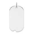 Sterling Silver Rhod-plate Eng. Dog Tag Polished Front/Satin Back Disc Char, 35 x 16 mm, 2.93 g