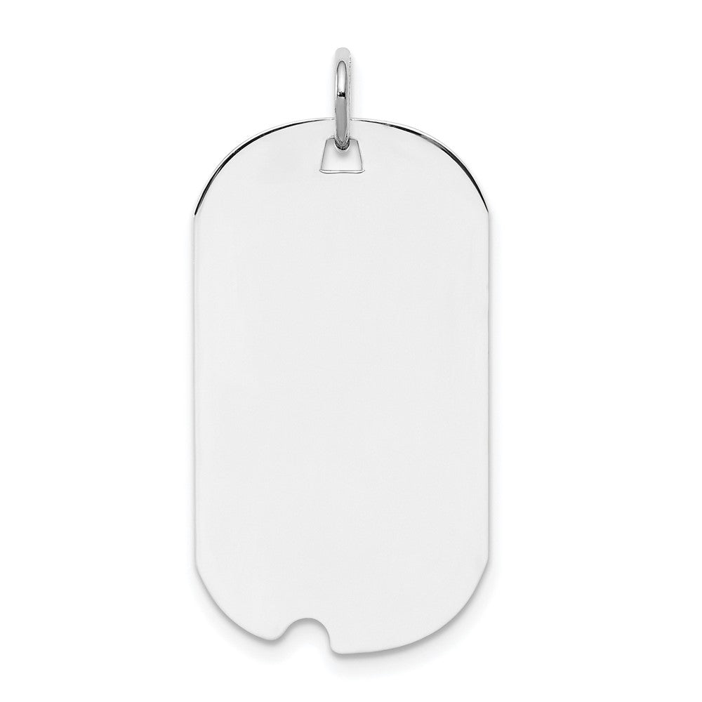 Sterling Silver Rhod-plate Eng. Dog Tag Polished Front/Satin Back Disc Char, 35 x 16 mm, 2.93 g