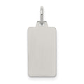 Sterling Silver Rhod-plate Eng. Rect. Polish Front/Satin Back Disc Charm, 23 x 8 mm, 0.66 g
