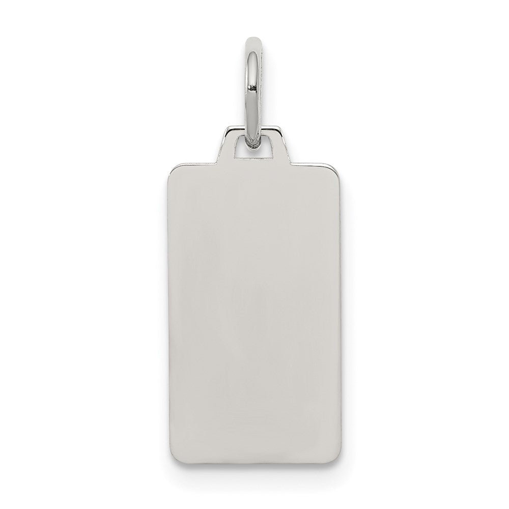 Sterling Silver Rhod-plate Eng. Rect. Polish Front/Satin Back Disc Charm, 23 x 8 mm, 0.66 g