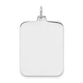 Sterling Silver Rhod-plate Eng. Rect. Polish Front/Satin Back Disc Charm, 32 x 18 mm, 3.6 g
