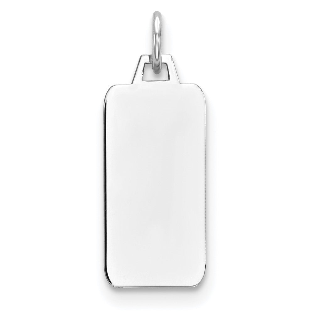 Sterling Silver Rhod-plate Eng. Rect. Polish Front/Satin Back Disc Charm, 25 x 9 mm, 0.87 g