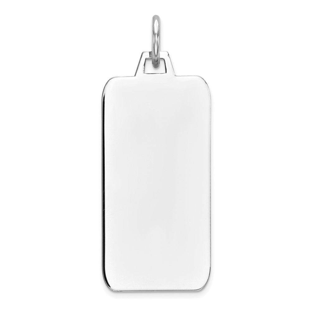 Sterling Silver Rhod-plate Eng. Rect. Polish Front/Satin Back Disc Charm, 30 x 11 mm, 1.64 g