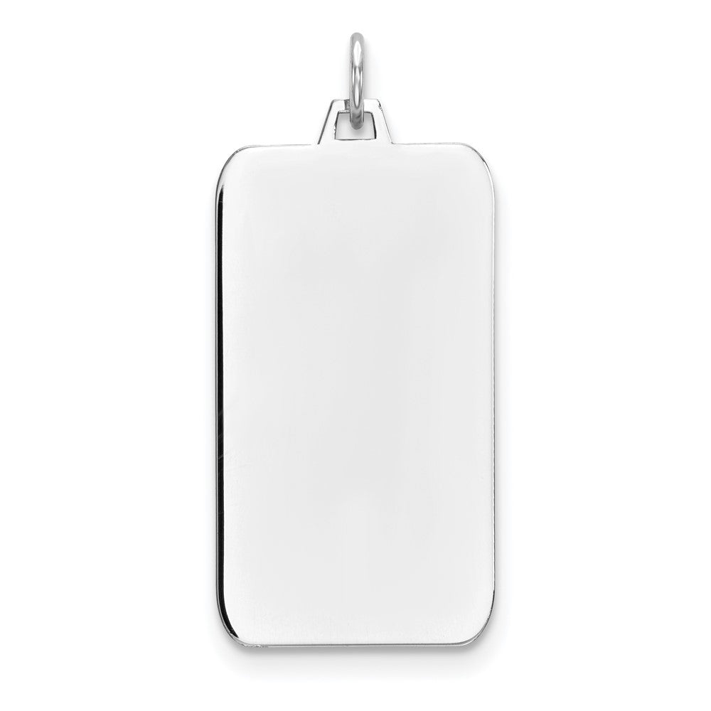 Sterling Silver Rhod-plate Eng. Rect. Polish Front/Satin Back Disc Charm, 37 x 16 mm, 2.98 g