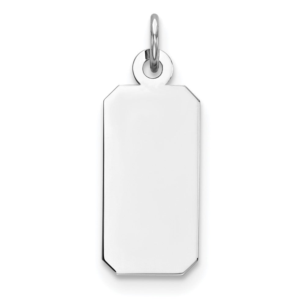 Sterling Silver Rhod-plate Eng. Rect. Polish Front/Satin Back Disc Charm, 26 x 9 mm, 1.15 g