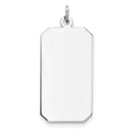 Sterling Silver Rhod-plate Eng. Rect. Polish Front/Satin Back Disc Charm, 37 x 16 mm, 1.92 g