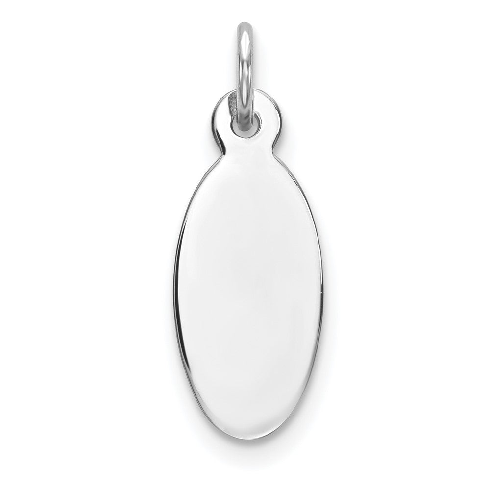 Sterling Silver Rhod-plate Eng. Oval Polish Front/Satin Back Disc Charm, 27 x 9 mm, 0.65 g