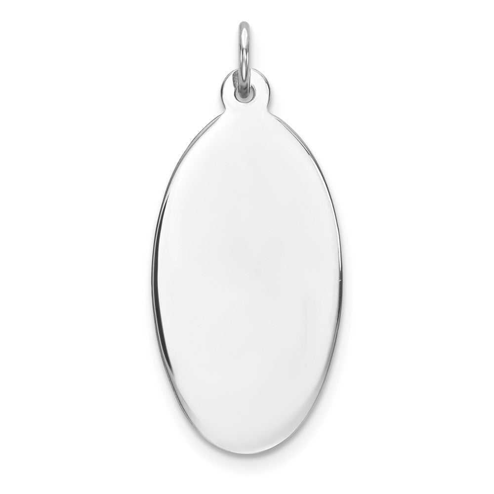 Sterling Silver Rhod-plate Eng. Oval Polish Front/Satin Back Disc Charm, 39 x 16 mm, 1.94 g
