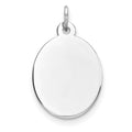 Sterling Silver Rhod-plate Eng. Oval Polish Front/Satin Back Disc Charm, 26 x 15 mm, 1.43 g