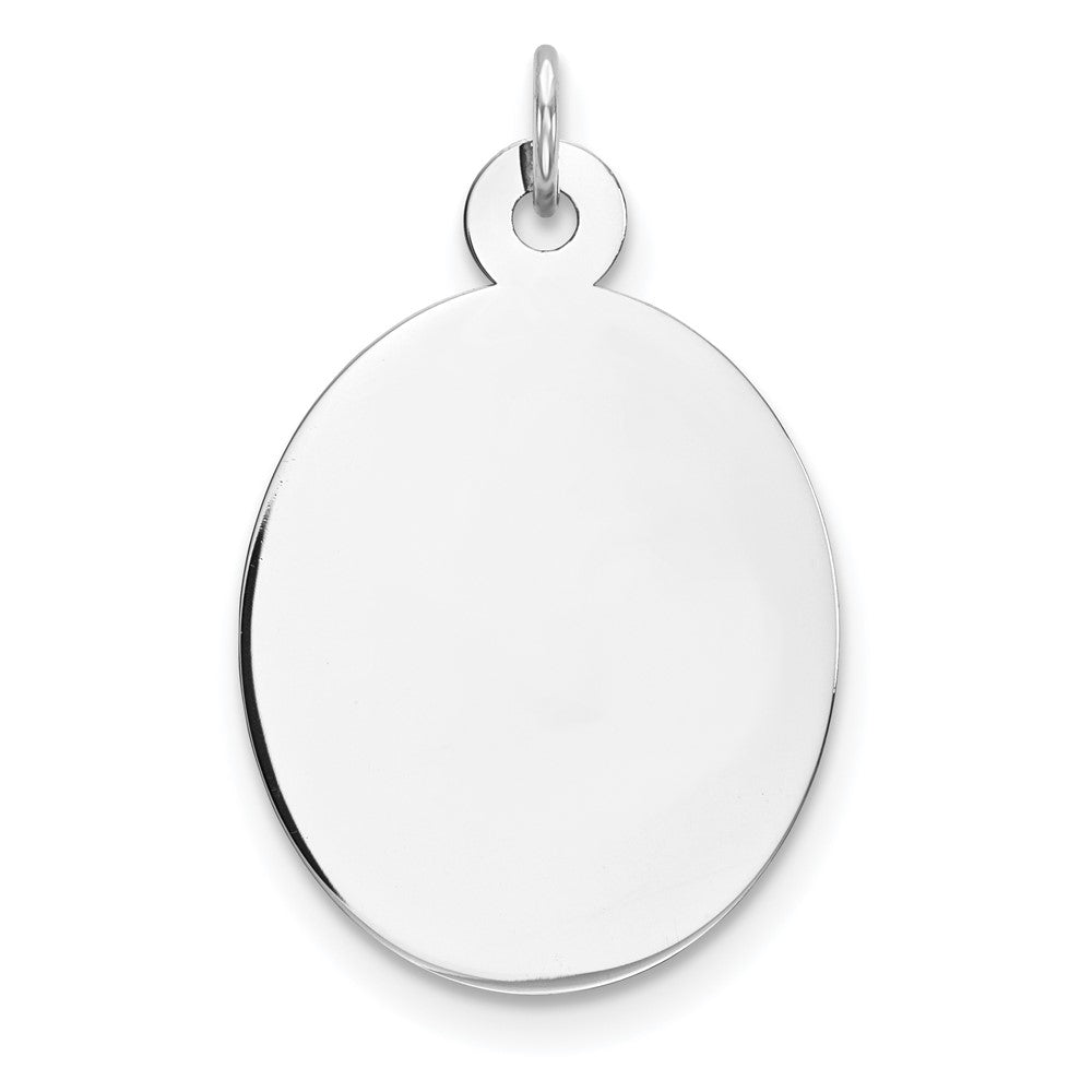 Sterling Silver Rhod-plate Eng. Oval Polish Front/Satin Back Disc Charm, 28 x 19 mm, 2.3 g