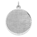 Sterling Silver Rhod-plated Eng. Rnd Patterned Polish Front/Satin Back Disc, 36 x 28 mm