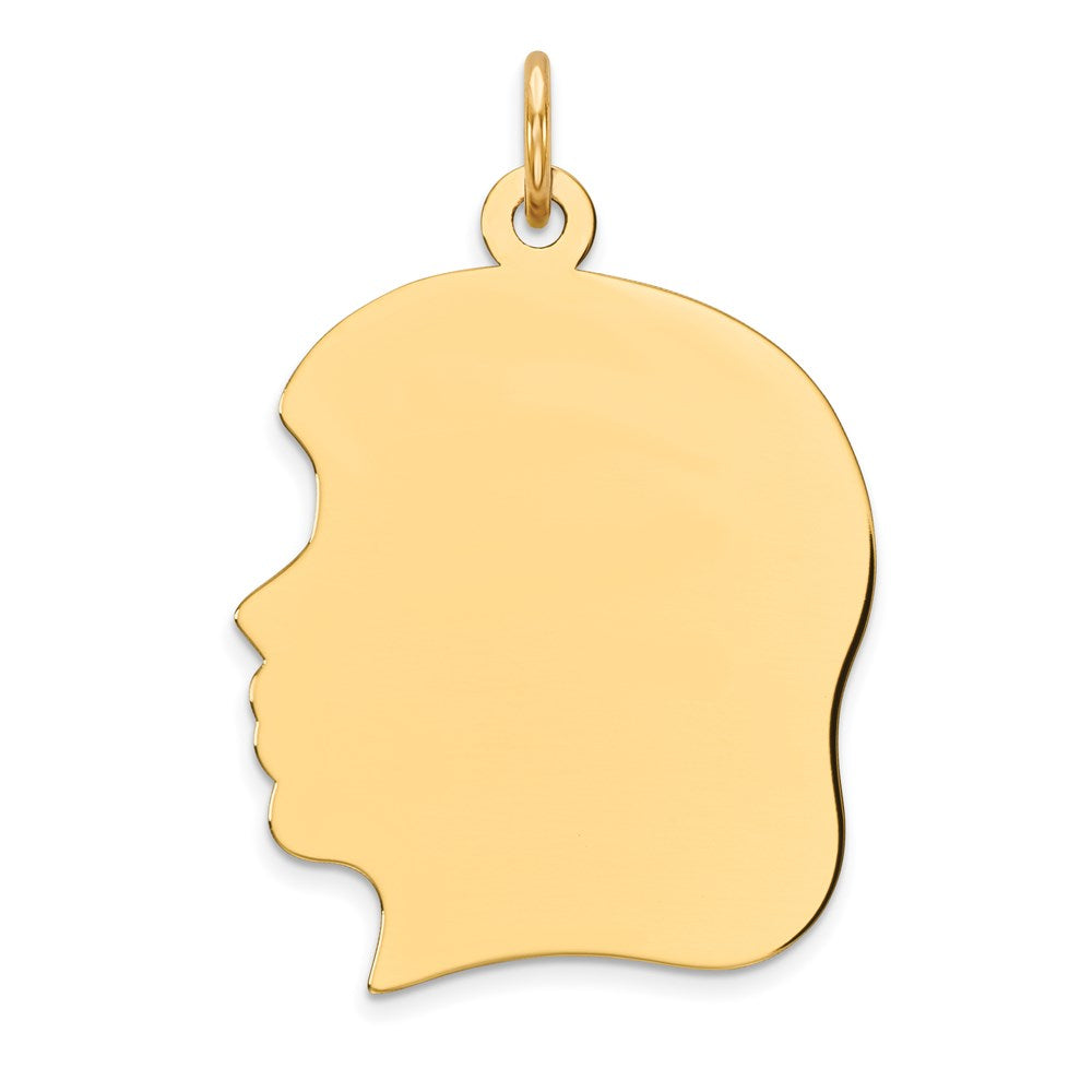 Sterling Silver GP Engravable Girl Polished Disc Charm, 31 x 20 mm, 1.58 g