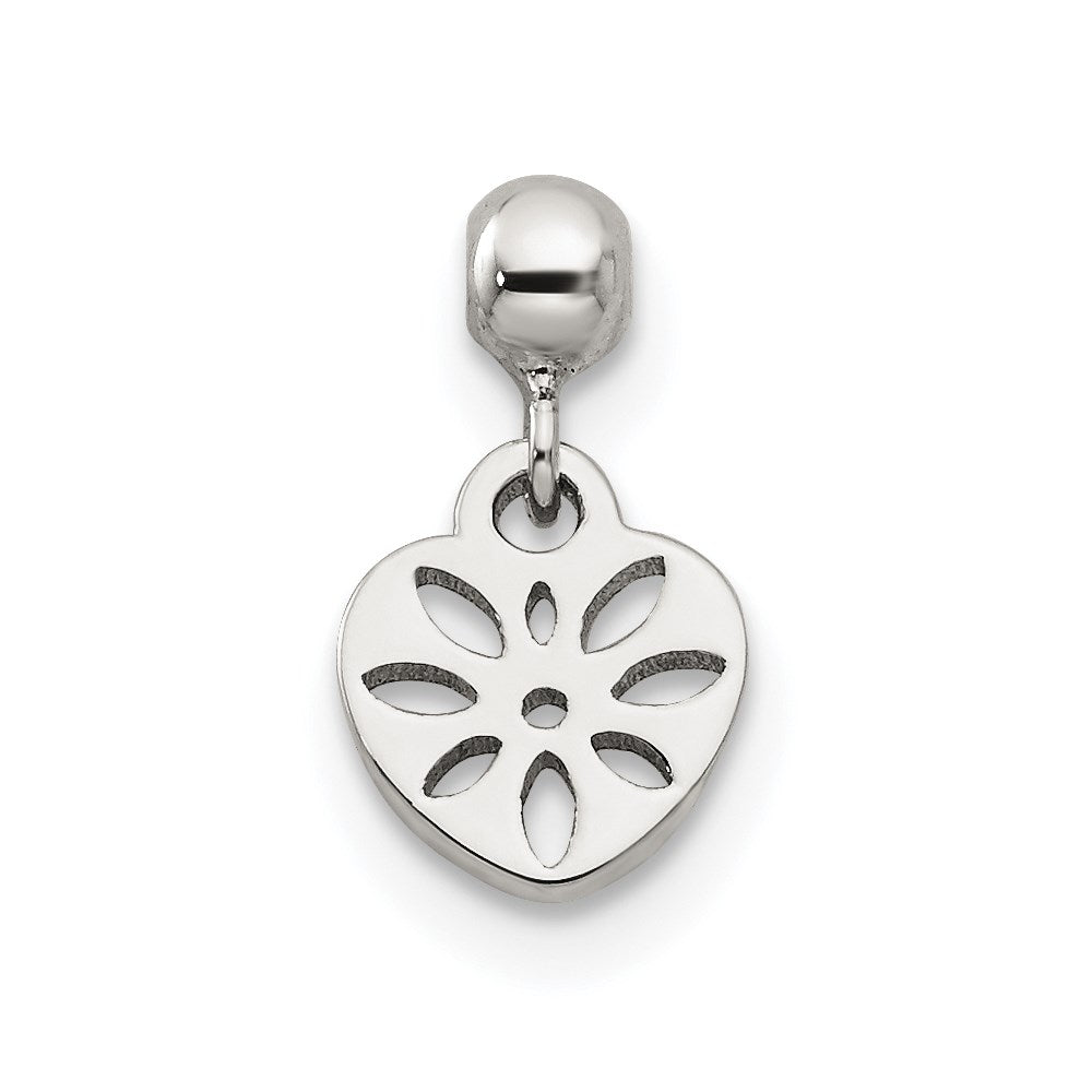 Mio Memento Sterling Silver Dangle Heart Charm, 11.3 x 6.5 mm