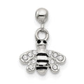 Mio Memento Sterling Silver Crystal Enamel Dangle Bee Charm, 13.6 x 9.8 mm