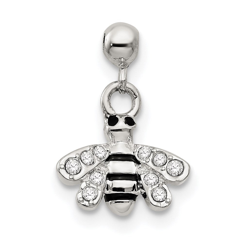 Mio Memento Sterling Silver Crystal Enamel Dangle Bee Charm, 13.6 x 9.8 mm